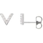 V Shaped Diamond Stud Earrings 14K White Gold V Shaped Diamond Stud Earrings 14K White Gold
