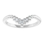 Vertical Baguette Diamond Curved Wedding Band 14K White Gold Vertical Baguette Diamond Curved Wedding Band 14K White Gold