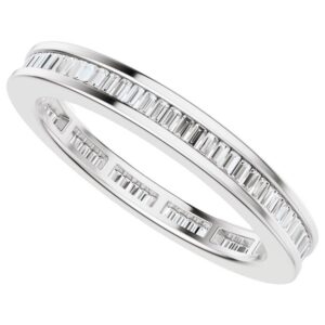 Vertical Channel Set Baguette Eternity Band 14K White Gold