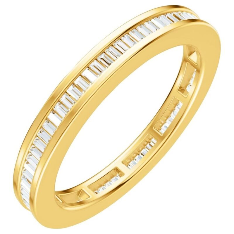 Vertical Channel Set Baguette Eternity Band 14K Yellow Gold