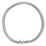 Woven Stretch Bracelet with Ball 7 Inch Sterling Silver