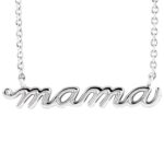 10K White Gold Mama Script Necklace