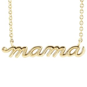 10K Yellow Gold Mama Script Necklace