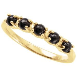 14K Gold 5 Stone Cabochon Black Onyx Stackable Ring