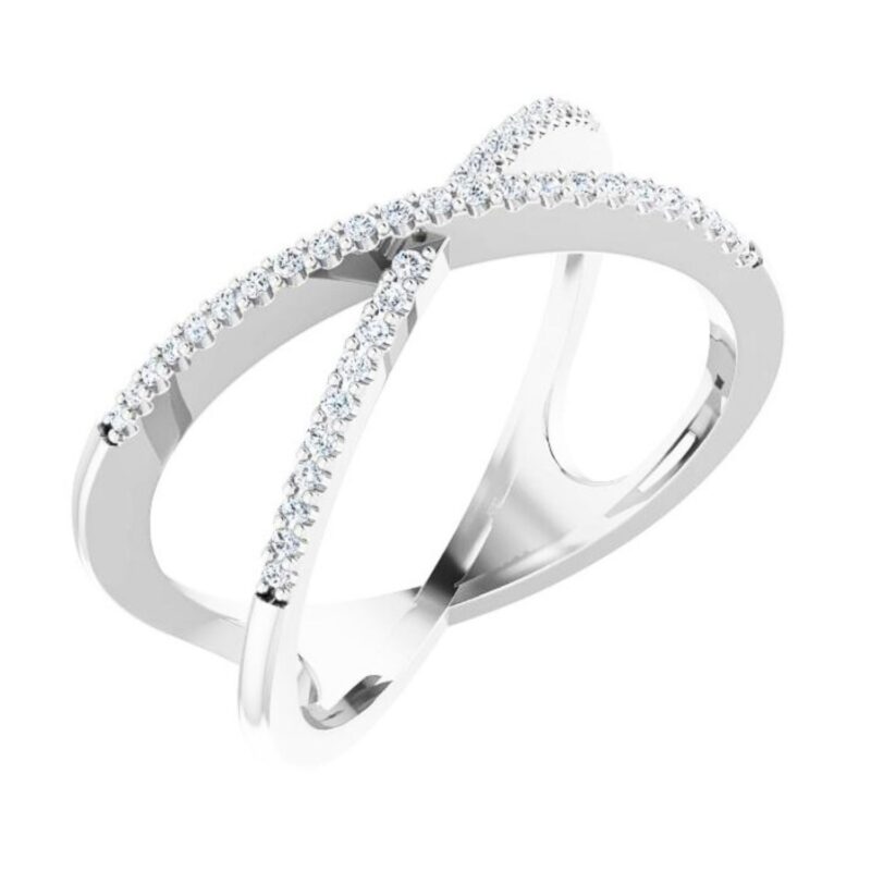 14K Gold Diamond Criss Cross Ring 16 CTW