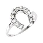 14K Gold Diamond Horseshoe Ring for Womens 1 5 CT