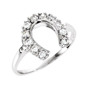 14K Gold Diamond Horseshoe Ring for Womens 1 5 CT