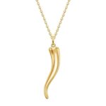 14K Gold Italian Horn Cornicello Pendant Necklace