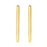 14K Gold Long Rectangle Hoop Earrings Thickness