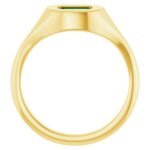 14K Gold Real Green Emerald Signet Ring Side View