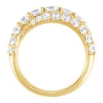 14K Gold Three Row Graduated Floating Diamonds Ring Side View