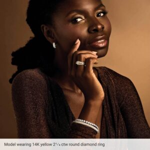 14K Gold Three Row Graduated Floating Diamonds Ring on Finger