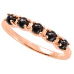 14K Rose Gold 5 Stone Cabochon Black Onyx Stackable Ring