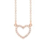 14K Rose Gold Diamond Accent Hollow Heart Necklace