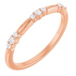 14K Rose Gold Diamond Station Stackable Ring 18 CT