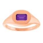 14K Rose Gold Emerald Cut Amethyst Signet Ring