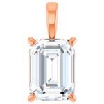14K Rose Gold Lab-Grown 1 Carat Emerald Cut Diamond Pendant Necklace 14K Rose Gold Lab-Grown 1 Carat Emerald Cut Diamond Pendant Necklace