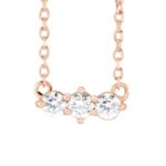 14K Rose Gold Three Tier Diamond Necklace 1/5 CTW