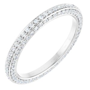 14K White Gold 3 Sided Diamond Eternity Band 34 CT TW
