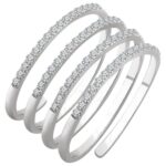 14K White Gold Diamond Spiral Ring 4 Row
