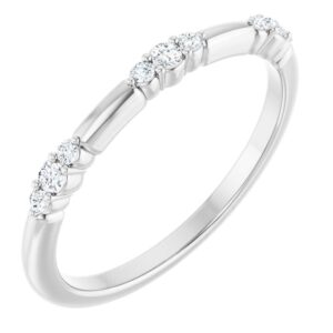 14K White Gold Diamond Station Stackable Ring 18 CT