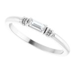 14K White Gold Lab-Grown Baguette Moissanite Stackable Ring