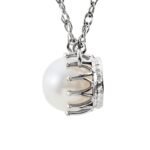 14K White Gold Pearl in the Crown Necklace