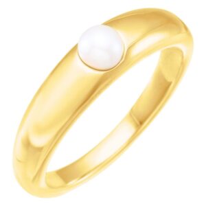 14K Yellow Gold Akoya Pearl Dome Ring
