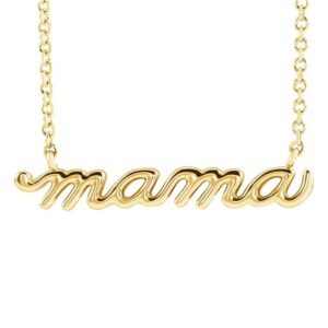 14K Yellow Gold Dainty Mama Script Necklace