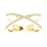 14K Yellow Gold Diamond Criss Cross Ring 16 CTW