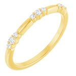 14K Yellow Gold Diamond Station Stackable Ring 18 CT