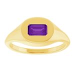 14K Yellow Gold Emerald Cut Amethyst Signet Ring
