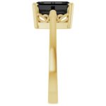 14K Yellow Gold Emerald Cut Black Onyx Solitaire Ring for Women Side View
