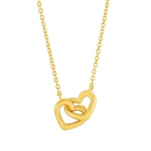 14K Yellow Gold Interlocking Hearts Necklace
