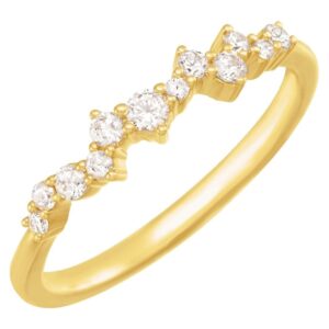 14K Yellow Gold Lab-Grown Diamond Scattered Stackable Ring