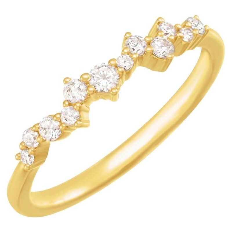 14K Yellow Gold Lab-Grown Diamond Scattered Stackable Ring