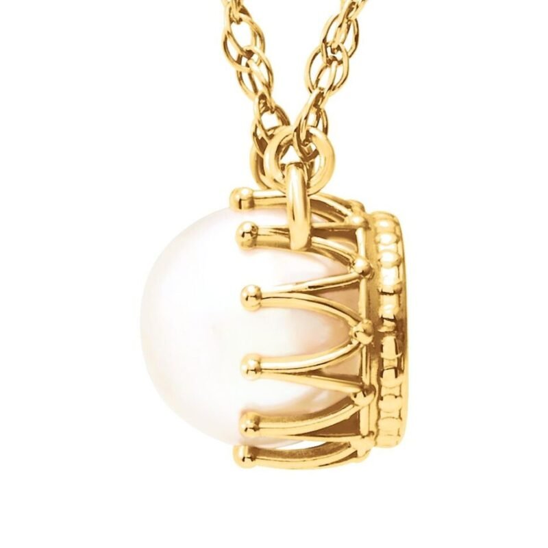 14K Yellow Gold Pearl in the Crown Necklace
