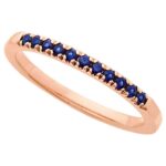 Blue Sapphire September Birthstone Stackable Ring 14K Rose Gold