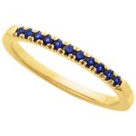 Blue Sapphire September Birthstone Stackable Ring 14K Yellow Gold