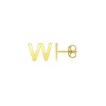 14K Yellow Gold Initial W Stud Earrings
