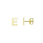 Initial E Stud Earrings 14K Yellow Gold