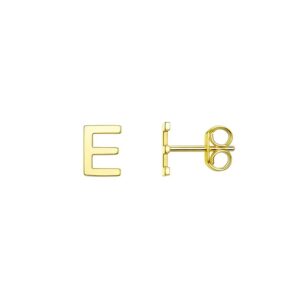 Initial E Stud Earrings 14K Yellow Gold