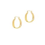 Oval Back to Back Hoop Earrings 14K Yellow Gold 22mm x 13mm