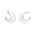 Chunky Half Moon Hoop Earrings Sterling Silver