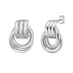 Triple Door Knocker Hoop Earrings Sterling Silver 12mm
