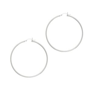 Sterling Silver 50mm Hoop Earrings 2mm Thickness