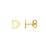 Small Initial D Stud Earrings 14K Yellow Gold
