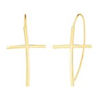 14K Yellow Gold Cross Thread Drop Earrings