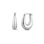 Sterling Silver Puffed Graduated Hoop Earrings 18mm