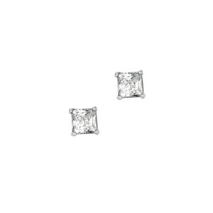 Sterling Silver Princess CZ Stud Earrings (5.00 mm)